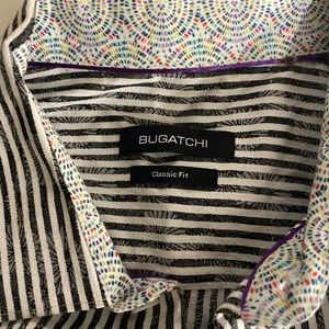 Bugatchi classic fit black stripe shirt sleeve XL